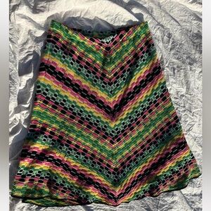 Missoni Chevron A-Line Skirt in Green, Pink, and Black
